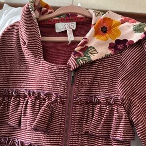 Striped Floral Hooded Jacket